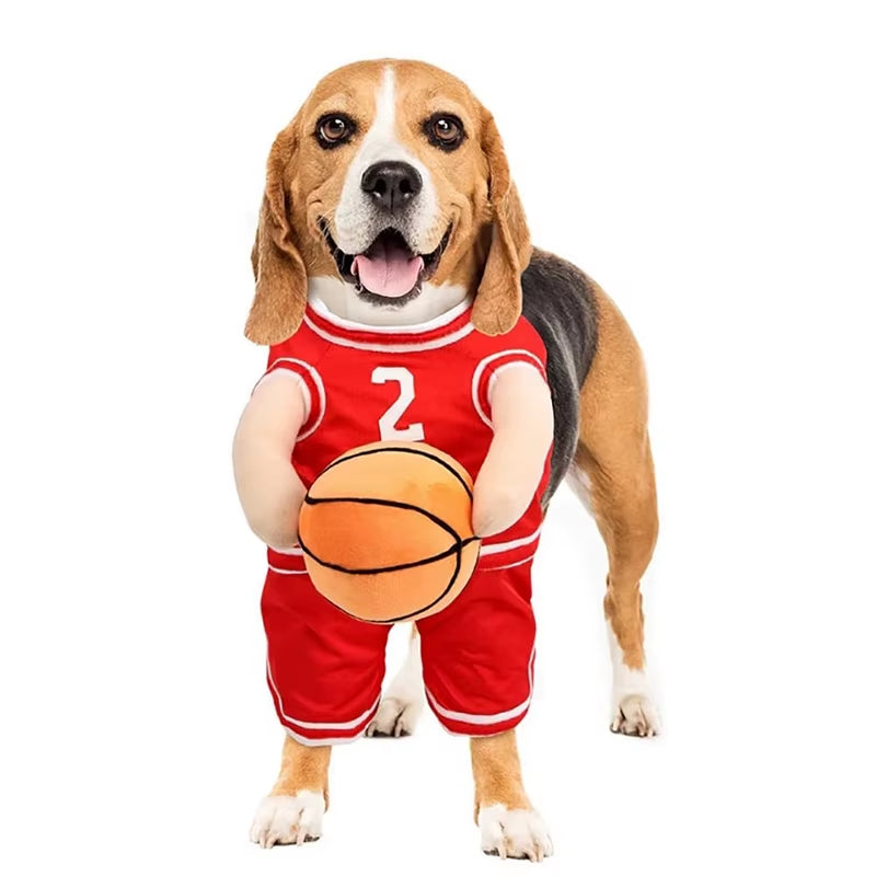 Adorable Dog Basketball Costume with Ball - Perfect for Small Dogs This Autumn!